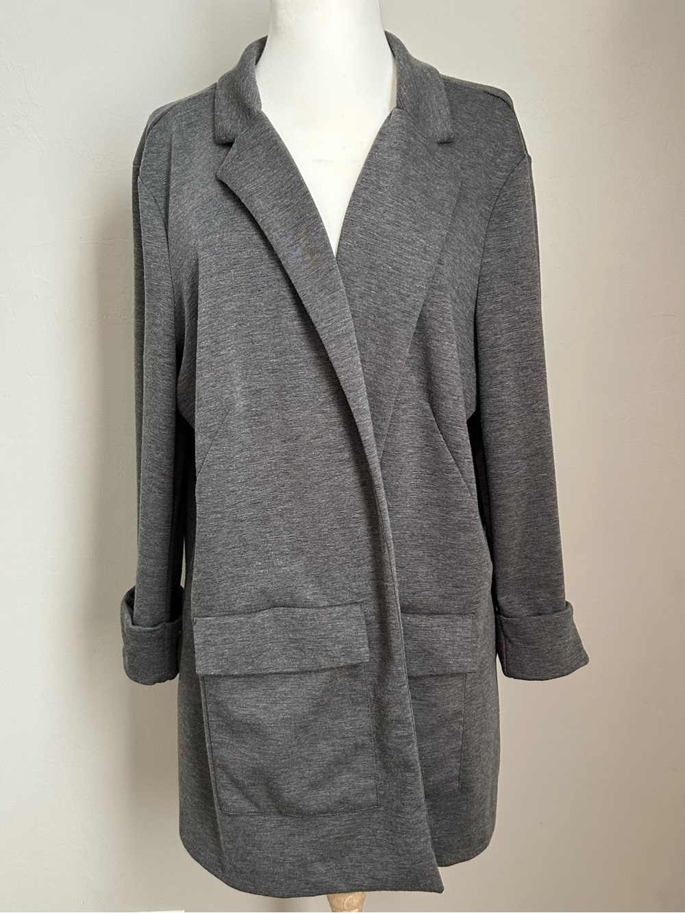 Metaphor Gray Sz M/L Knit Coatigan Cozy Chic Minimalist Quiet Luxury Layering